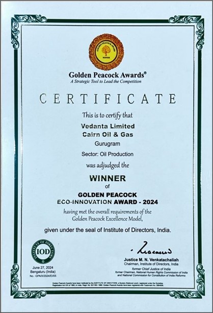 Golden Peacock Eco-Innovation Award 2024